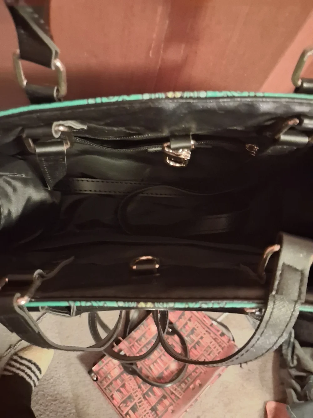 Follow Your Heart Teal Printed Satchel Bag